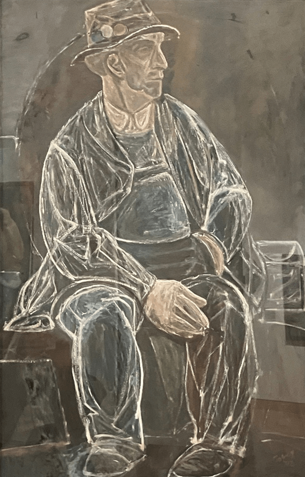 Mark Tobey, Working Man, 1942, gouache on board, 43-1/2 x 27-1/2 inches.
Seattle Art Museum, Eugene Fuller Memorial Collection. Photo: Roberta Upshaw