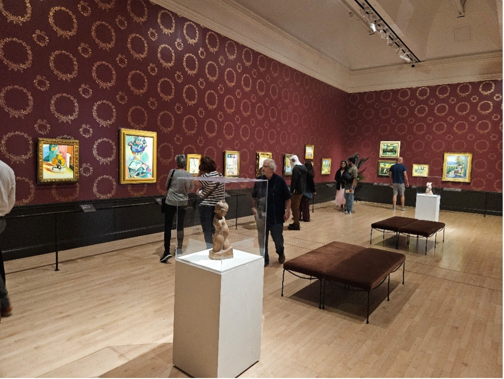 San Francisco Museum of Modern Art, installation photo from Matisse’s Femme au Chapeau: A Modern Scandal.
Title painting is second from left. Photo: Reagan Upshaw.